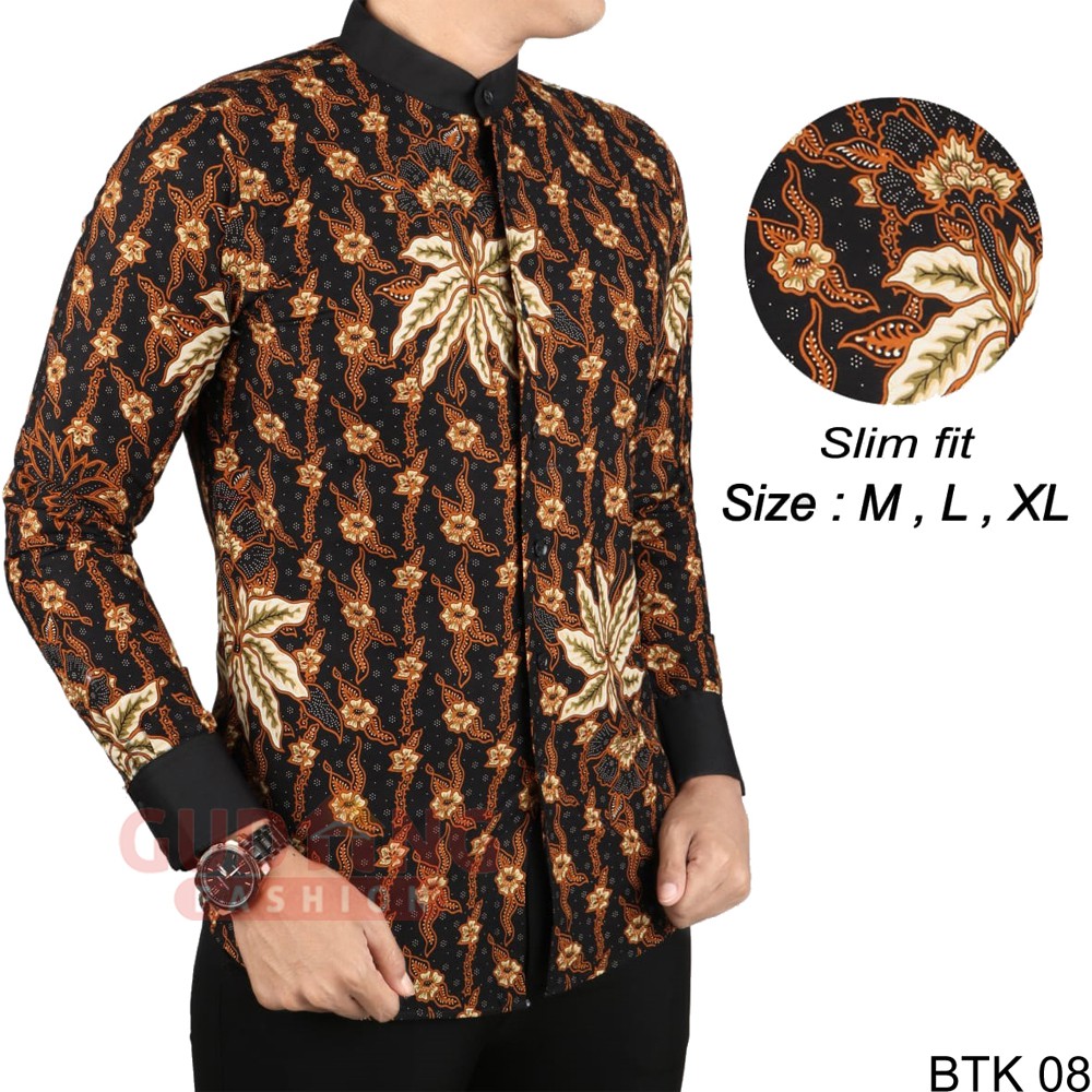 Baju Koko Kerah Shanghai Slimfit Panjang Motif Batik - BTK (COMB)