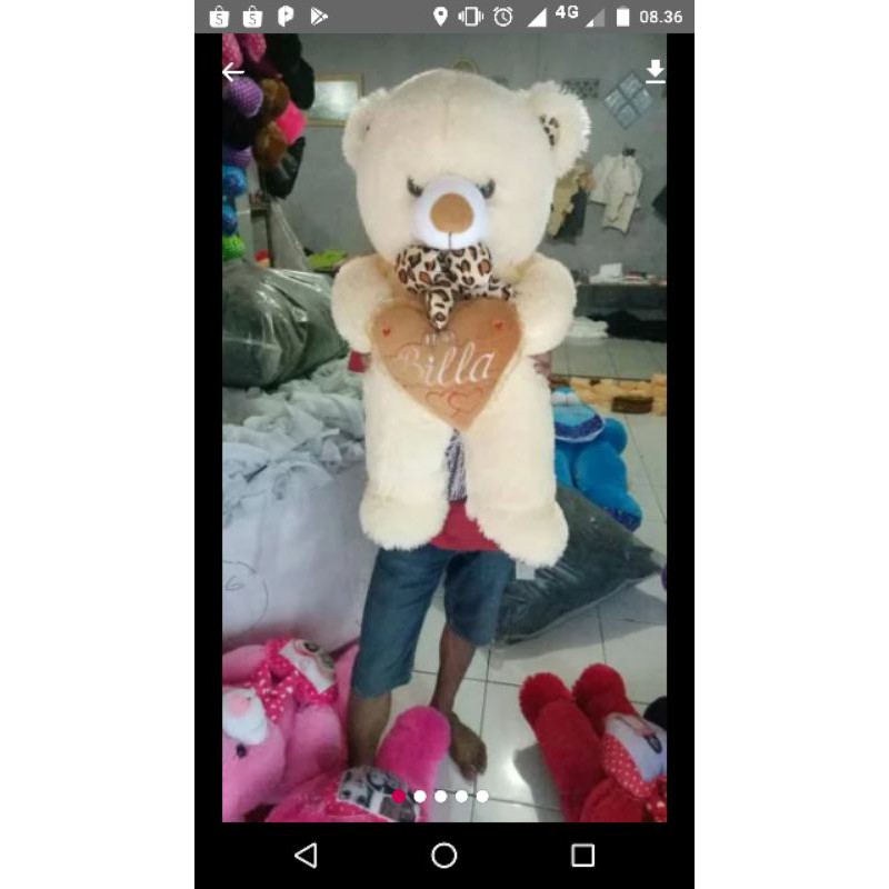 Boneka Teddy bear sedang free nama