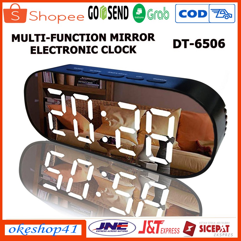 Jam Meja Mini Digital Clock LED DT-6506 Weker Desktop White