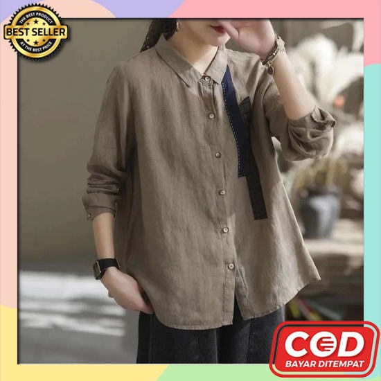 Atasan Kemeja Wanita Lengan Panjang Blouse Cantik Kekinian Premium Baju Atasan Terbaru 2022 Modern W