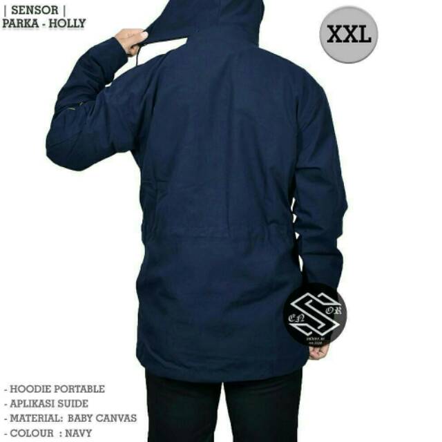 Jaket Parka Pocket Sensor Jumbo XXL/Big Size/Ukuran XXL Hitam dan Navy