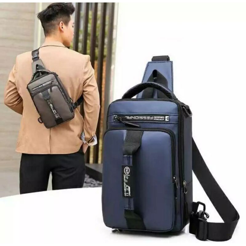 Multifungsi Crosbody Bag Selempang Pria Ransel Perjalanan Tas Dada Tahan Air Ukuran Besar Tas Bahu -