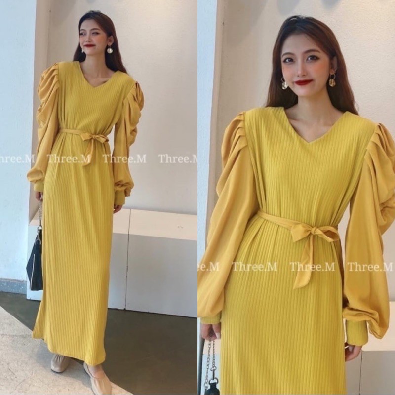 09951 Dress Maxi Anemone Puff Import 01-09911 Basic Kuning