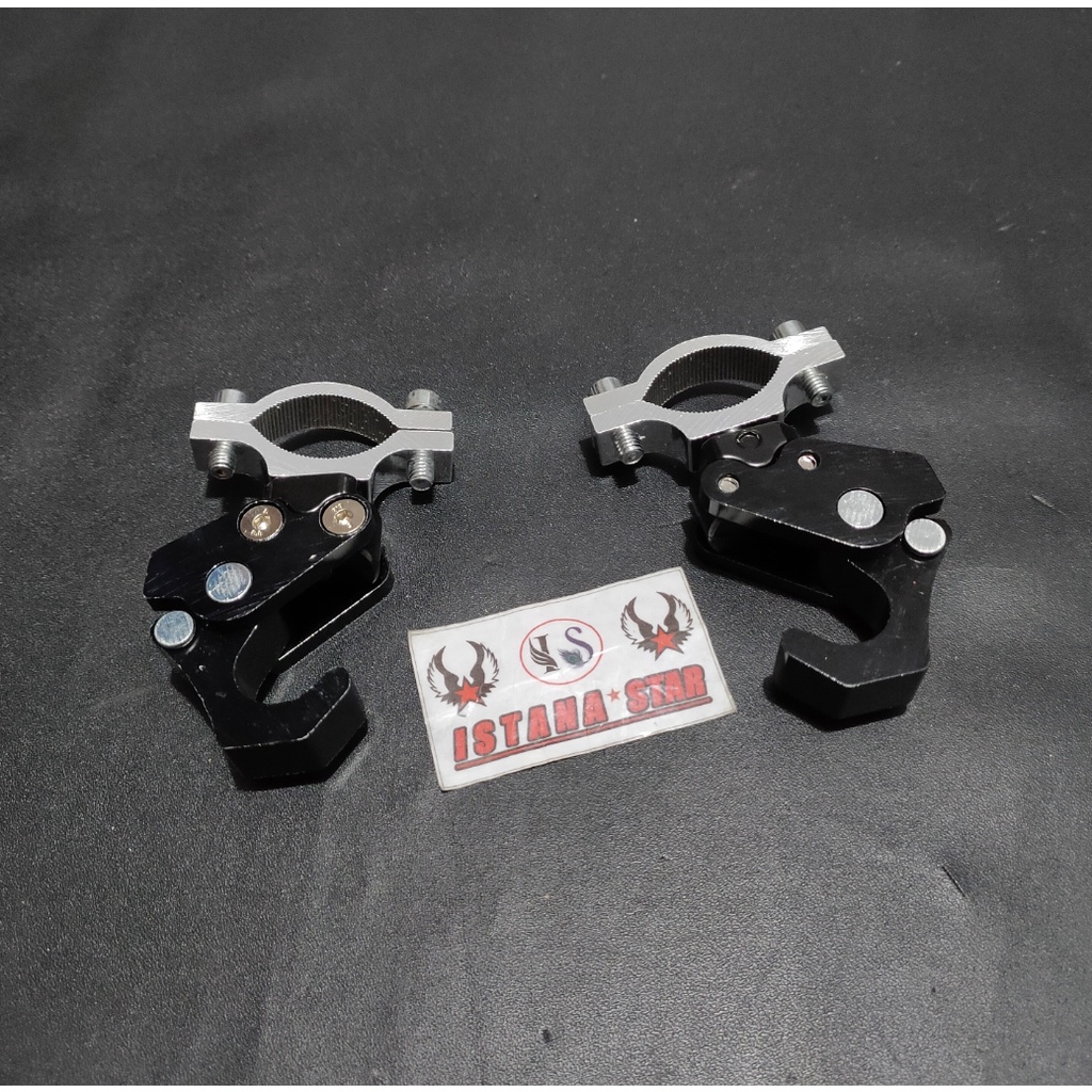 Paket gantungan barang pcx 2pcs + Stabilizer stang two tone , Stabilizer palang stang plus gantungan barang pcx 2 pcs cnc HITAM