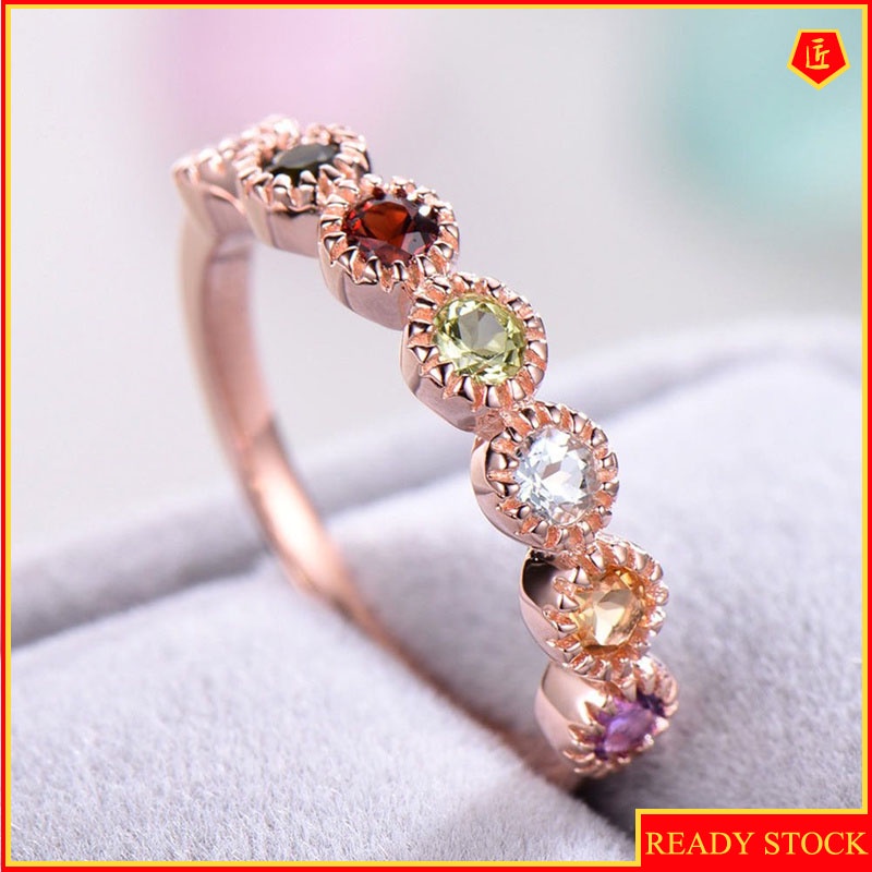 [Ready Stock]Inlaid Colored Gems Ring for Women