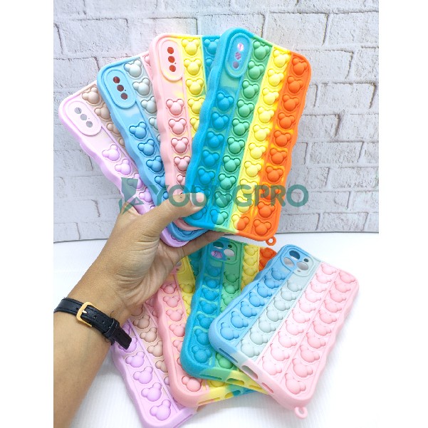 Silicone Case Pop It IPhone XS - Case Penghilang Stress Rainbow