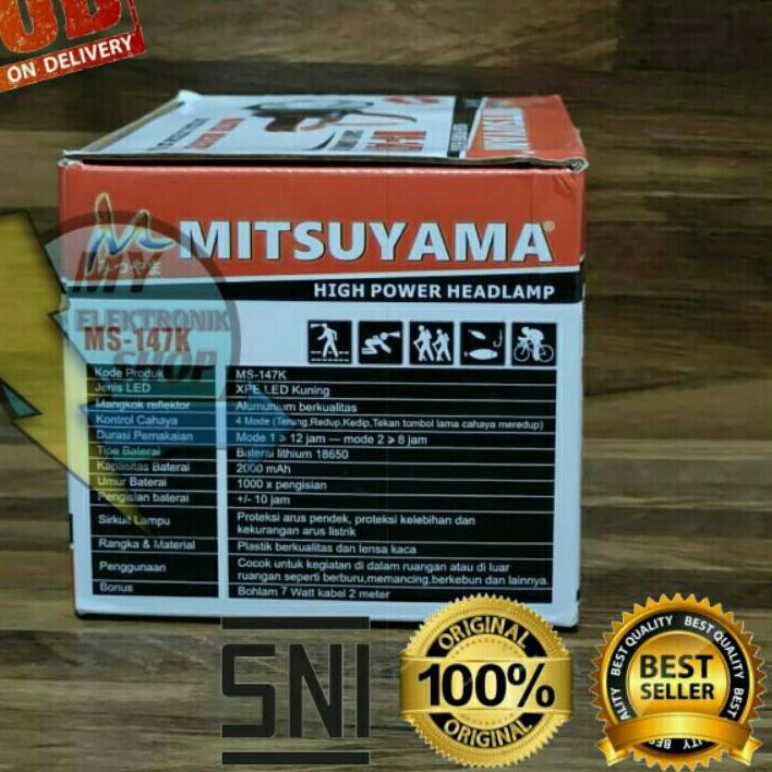 ▼ Senter kepala LED 50W MITSUYAMA MS-147P/K Free Bohlam cahaya putih/Kuning Headlamp 50Watt Dimmer ☚