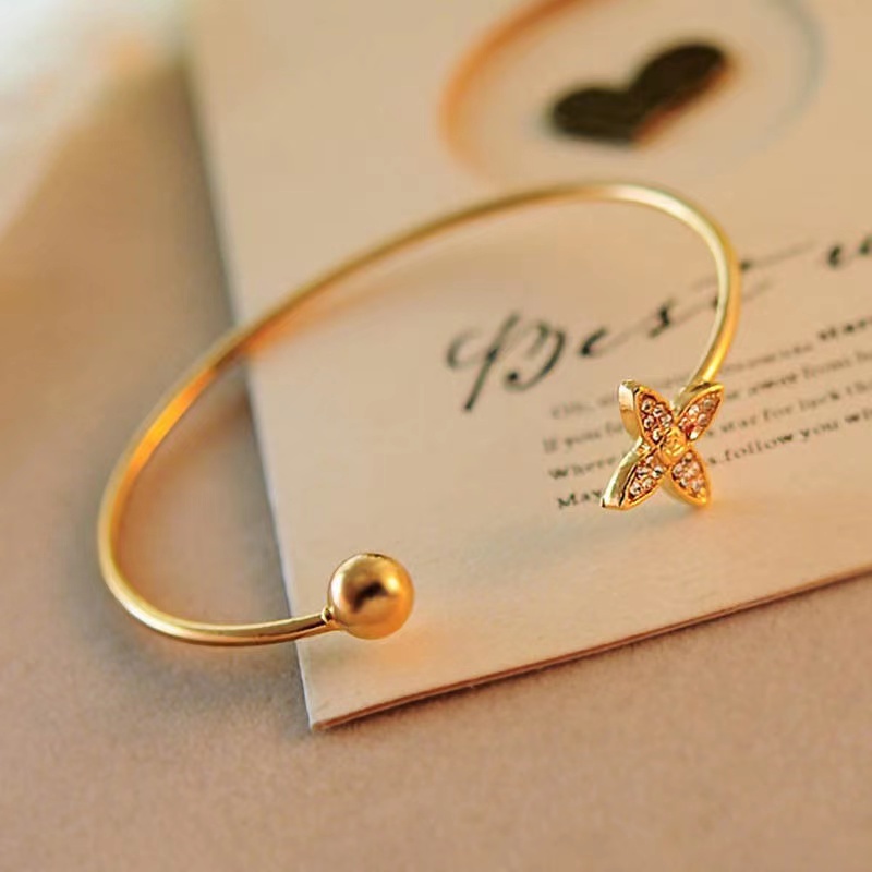 (Hello Girl)G03 Gelang Tangan Mata Bunga Dazzling Permata Putih Wanita Import