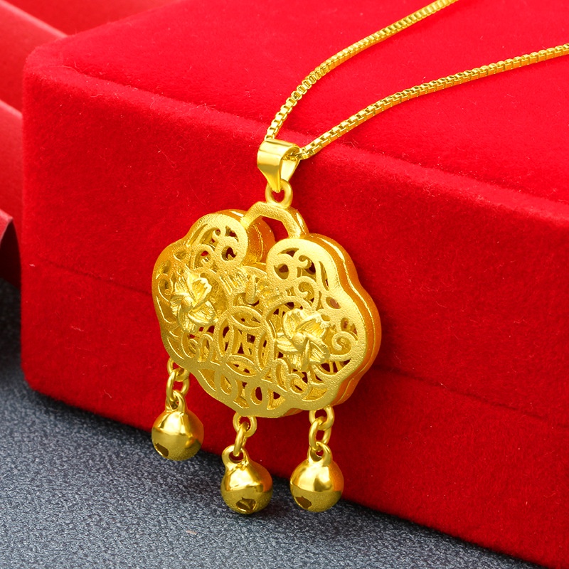 Kalung Emas Asli Kadar 375 Dengan Liontin Gembok Panjang 916