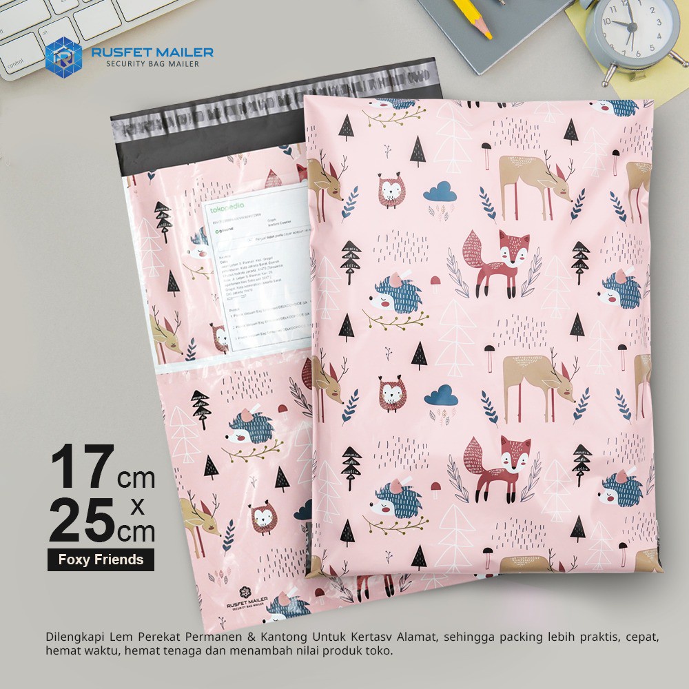 Polymailer | Plastik Packing | Plastik Packing Online | Motif Foxy Friends