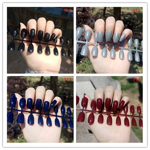 24 Pcs Kuku Palsu Bahan Akrilik Gaya Perancis Untuk Nail Art