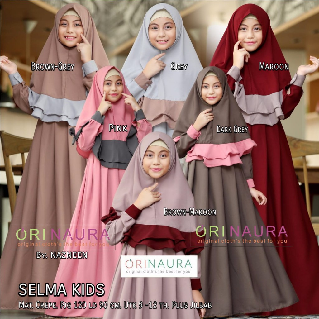 Selma Kids Ori Naura Gamis Syari Anak Polos Baru Cantik Adem Nyaman Lebaran Ramadhan Puasa Promo Shopee Indonesia