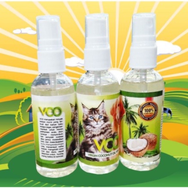 VCO SPRAY 60 - Minyak Kelapa VCO Virgin Coconut Oil Obat Jamur Scabies Diare Koreng Kucing Anjing Kelinci 60 ml