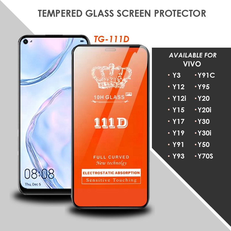 TEMPERED GLASS 111D VIVO Y3, Y12, Y12i, Y17, Y91, Y19, Y91C, Y20i, Y50, Y70S