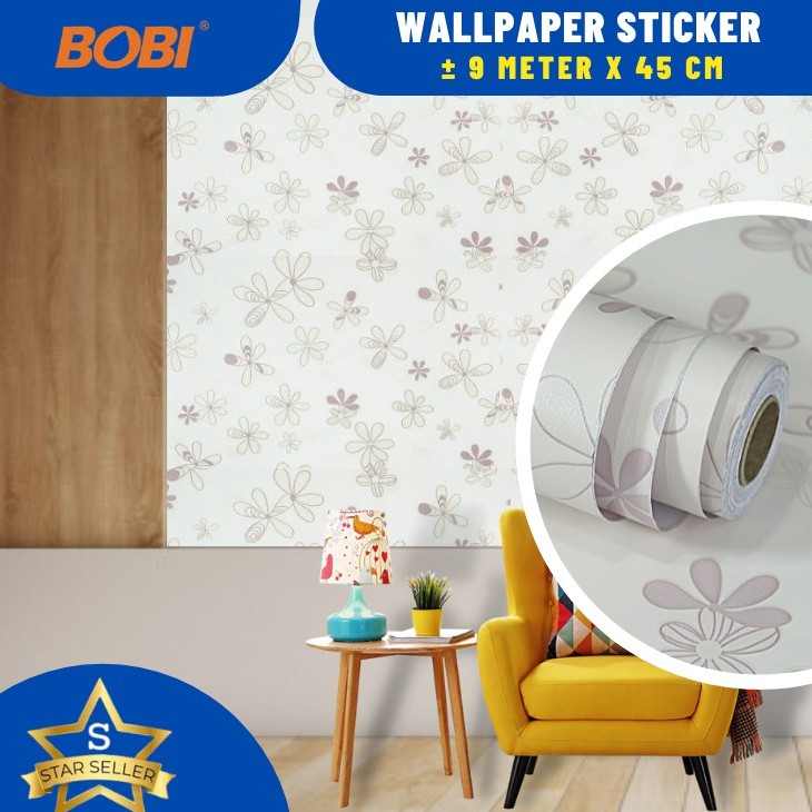 Wallpaper Sticker Motif Bunga Peach 5151-1 / Wallpaper New 2021 / Ukuran 9mx45cm