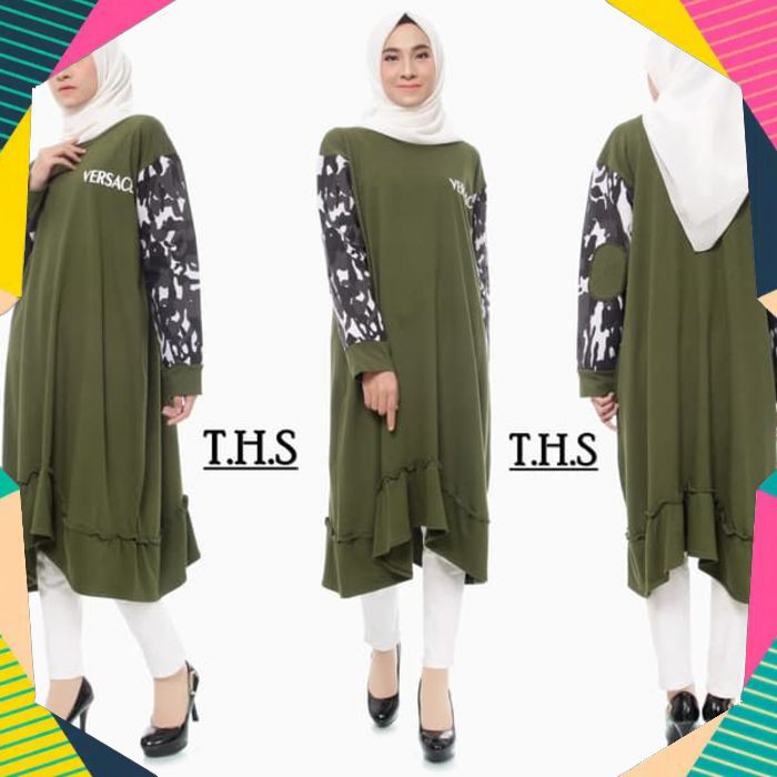 Baju Atasan Wanita | Versace Tunik | Atasan Tunik Muslim - Yellow