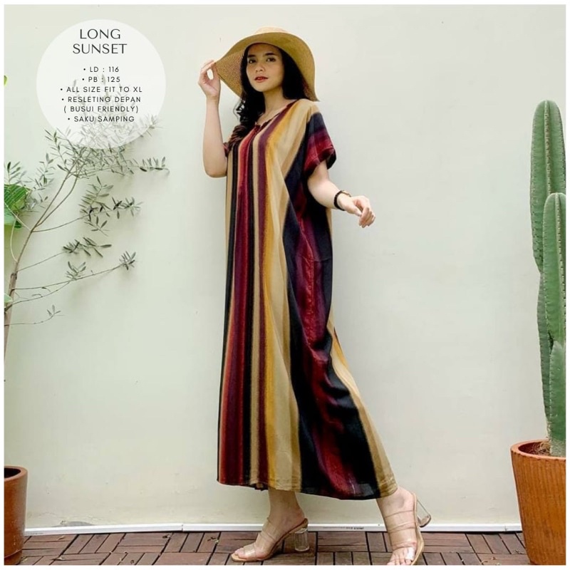 daster long semata kaki, daster panjang viral kekinian, daster rayon busui terlaris-Long Sunset