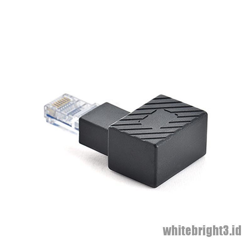 &lt; White3 &gt; Adapter RJ45 Male Ke Female Sudut Kanan / Kiri 90 Derajat 270 Derajat