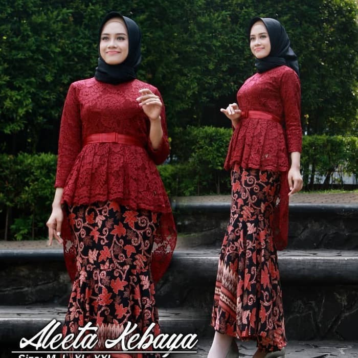 modern SETELAN KEBAYA BROKAT MODERN AURORA & ROK DUYUNG MERMAID SKIRT BATIK - ROK AJA, M