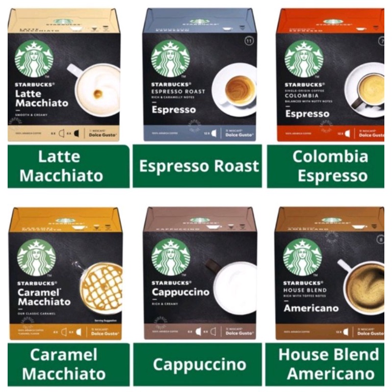 

Starbucks Coffee 12 Capsules Kopi Kapsul Cappucino Rich Creamy House Blend Americano Espresso Roast Kopi Pods