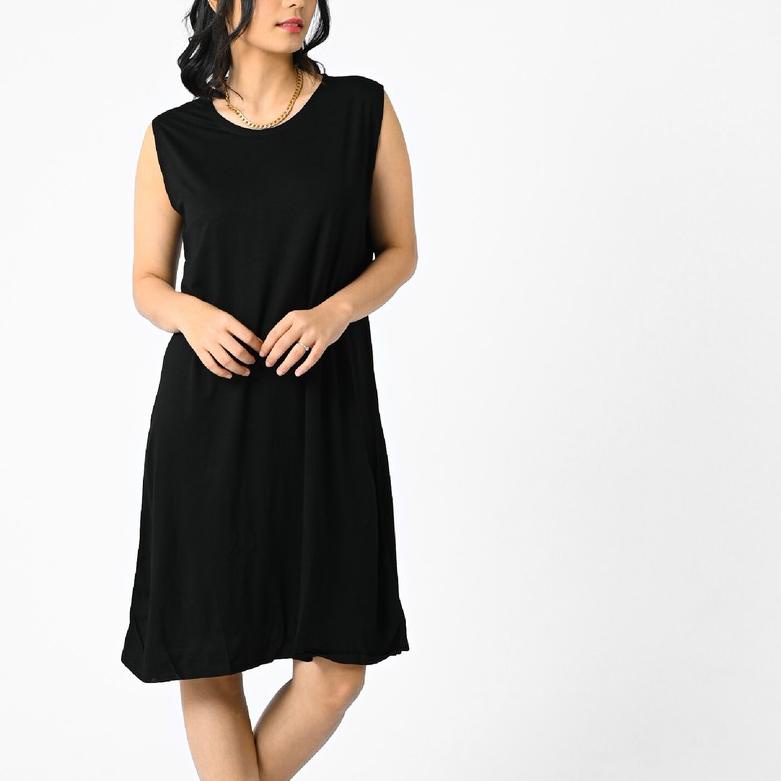 LEMONE 719PS Rayon Spandek Baju Dress Kaos Wanita Polos ➢