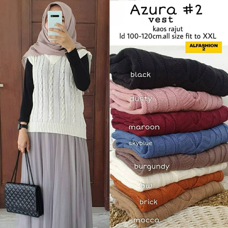 Azura #2 Vest, OUTER WANITA CANTIK BAHAN KAOS RAJUT LD 100-120 TERMURAH TERJUMBO