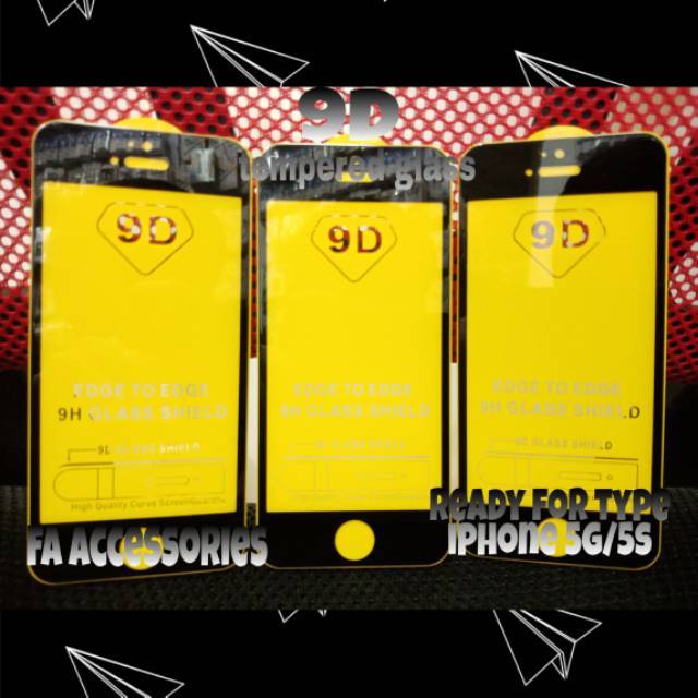 Tempered glass 5d full lem iphone 5 5G / 5S hitam putih screen protector guard