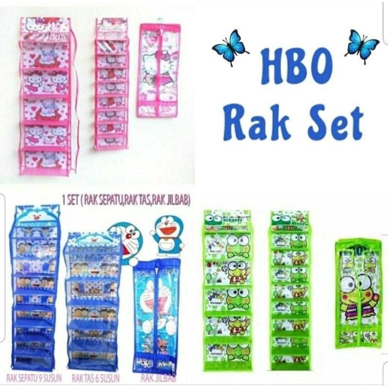 Set Rak HBO/Rak gantung 3in1 HBO Rak sepatu Rak jilbab Rak tas