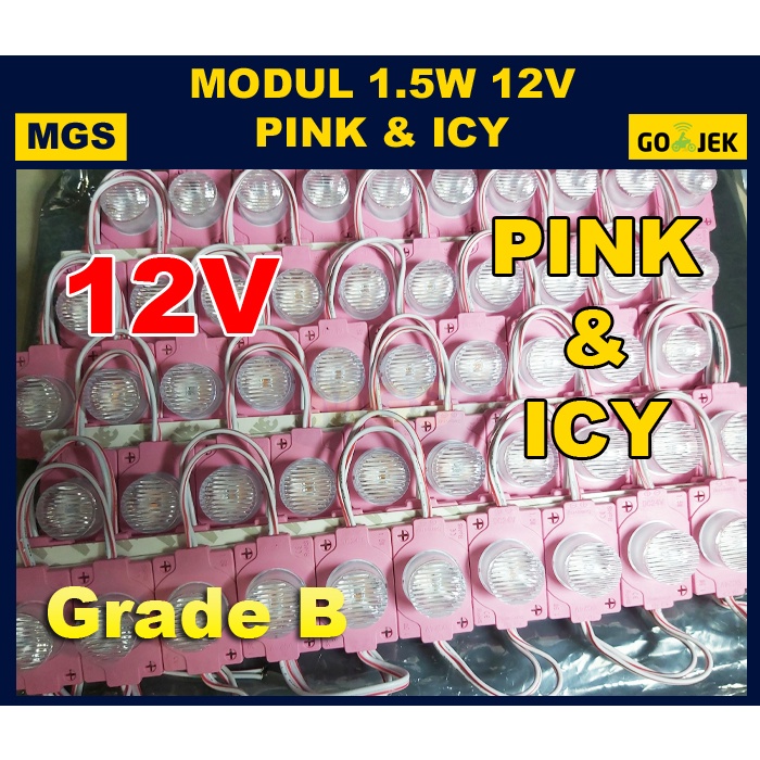 100Pcs LED Modul 1.5W 1 LED 12V - Pink Icy - AAA