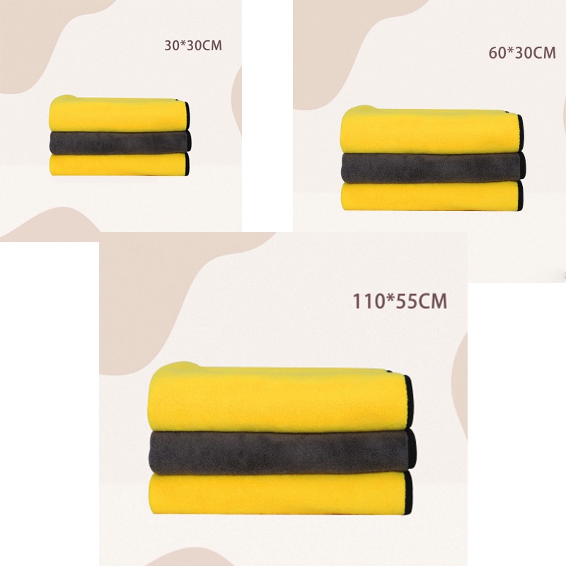 【Yayapet】Handuk Grooming 2 Lapis Kuning Abu Kucing Anjing Daya Serap Tinggi Dan Lembut bahan Microfiber Cepat Kering