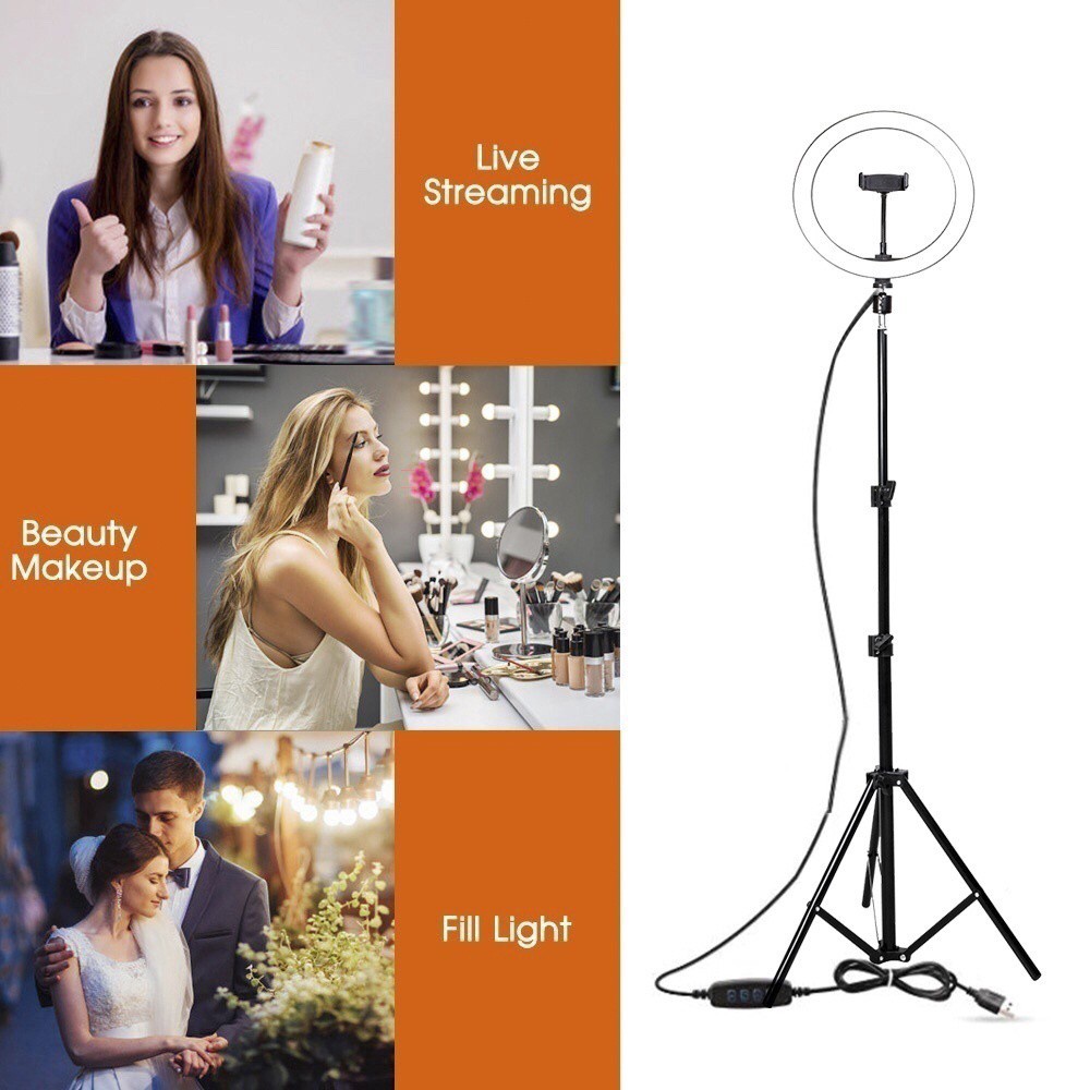 ✅ Lampu LED Ring Light Selfie 3Mode Dimmable Adjustable untuk Kamera /Foto/Studio/Video