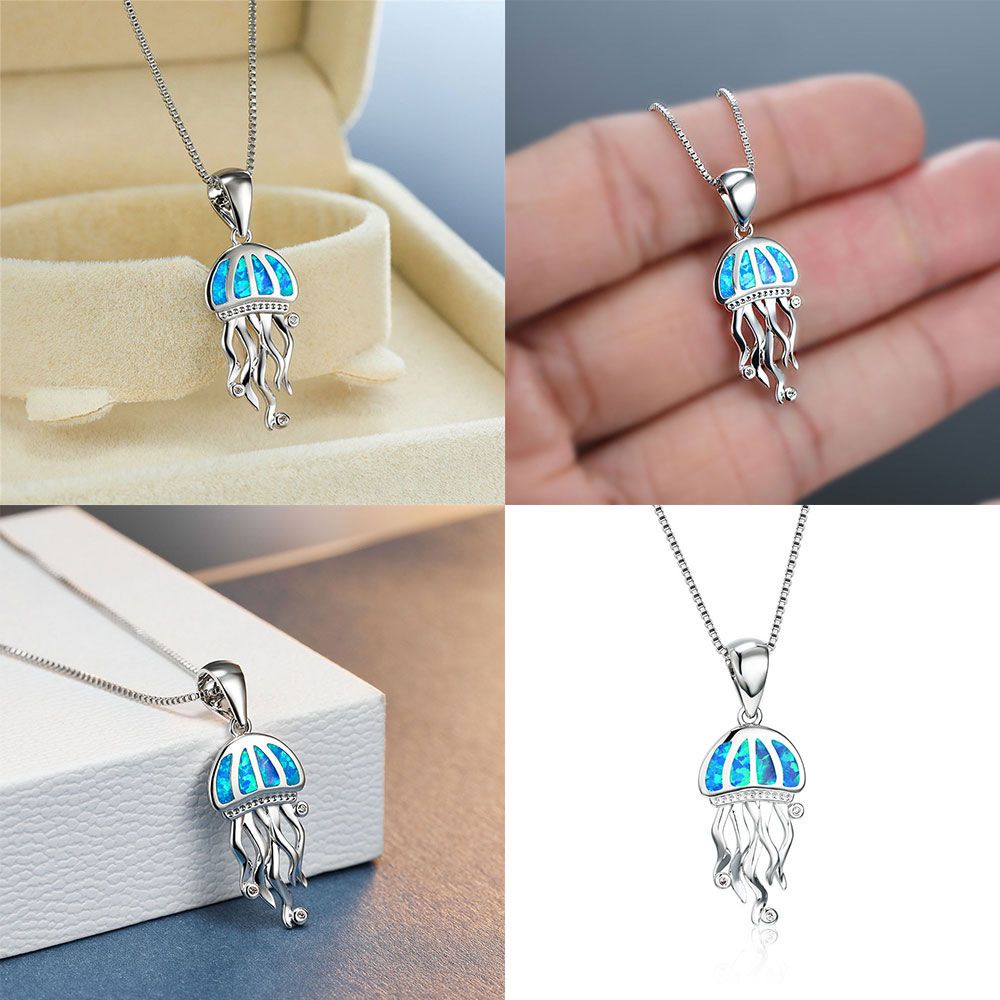 ROW New Pendant Luxury Blue Necklaces Gift Jellyfish Animal Jewelry Fashion Female