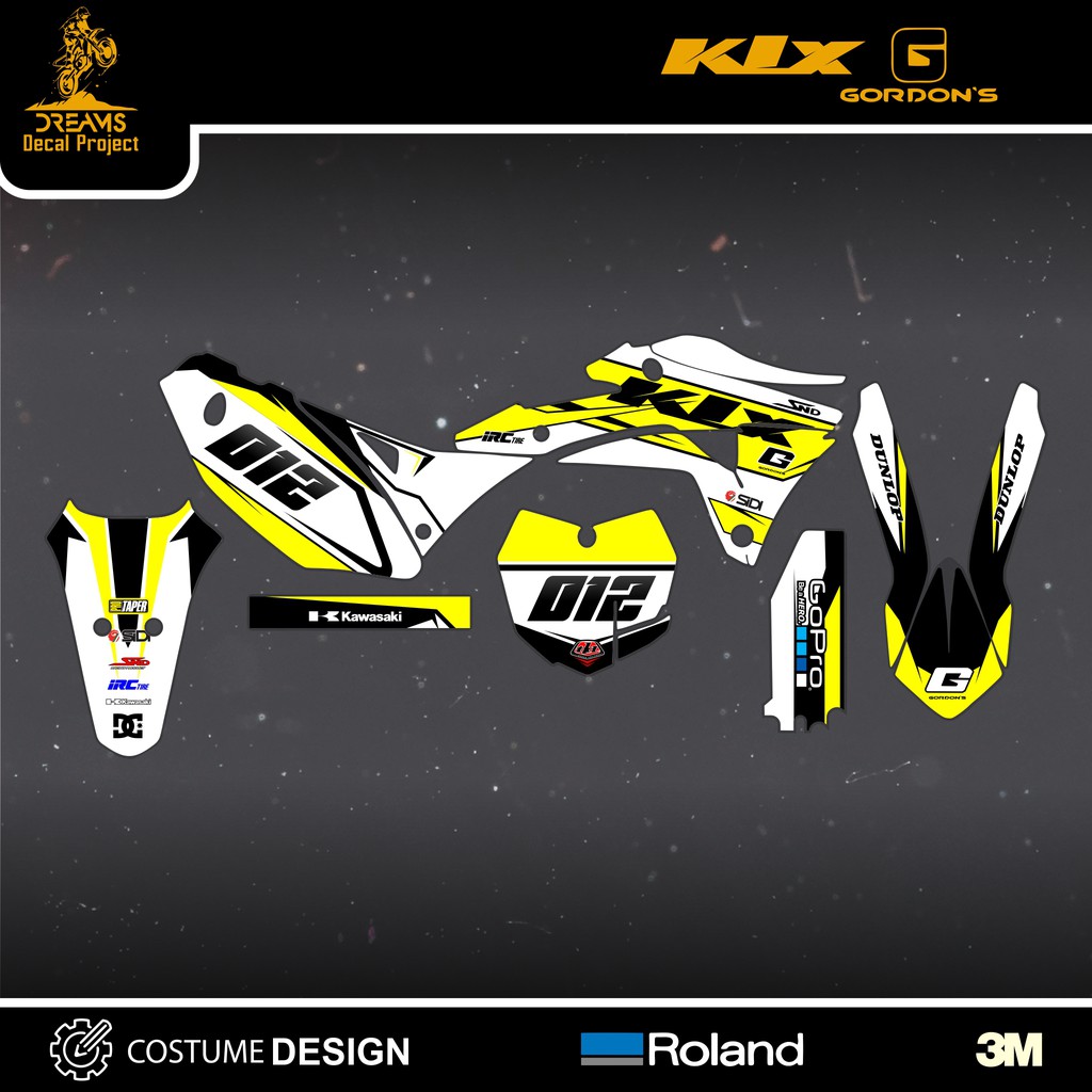 Decal KLX Gordons White Yellow