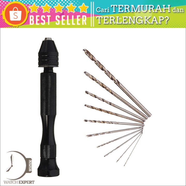 PROMO Bor Tangan Manual HSS Twist Drills dengan 10 Mata Bor - Taffware 3003