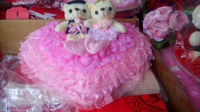 Boneka Wedding Warna Merah dan Pink