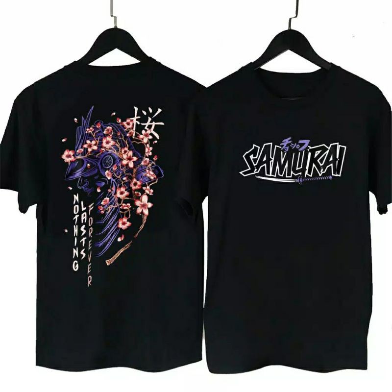 Fourfashion Kaos Pria Kaos Dsitro SAMURAI FOREVER Black FN237