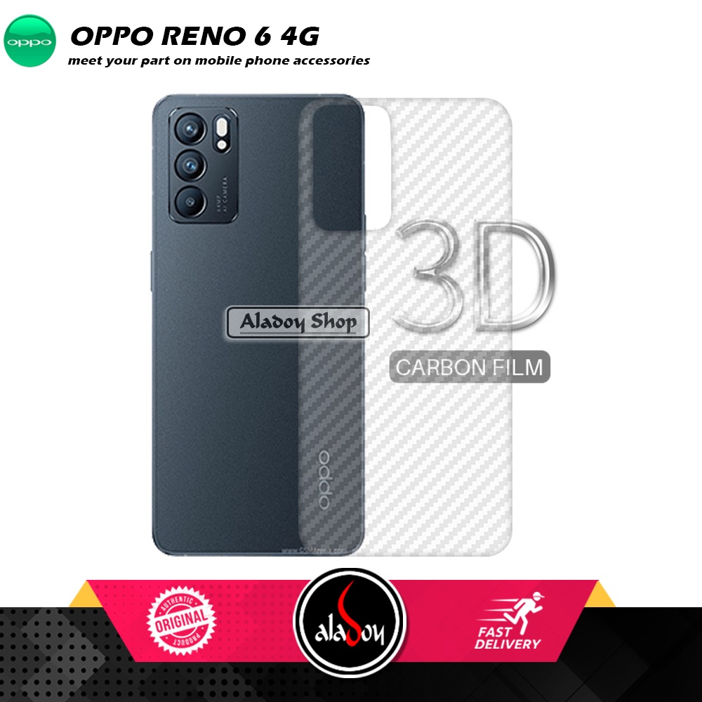 Case Oppo RENO 6 4G Armor Fushion Transparent Casing + Tempered Glass Full Layar dan Skin Carbon