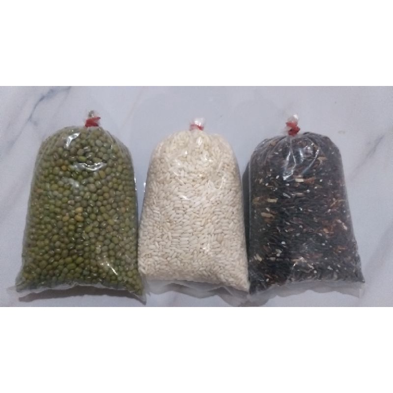 

KZ - kacang hijau, ketan/pulut putih , ketan/pulut hitam kurang lebih 250gr