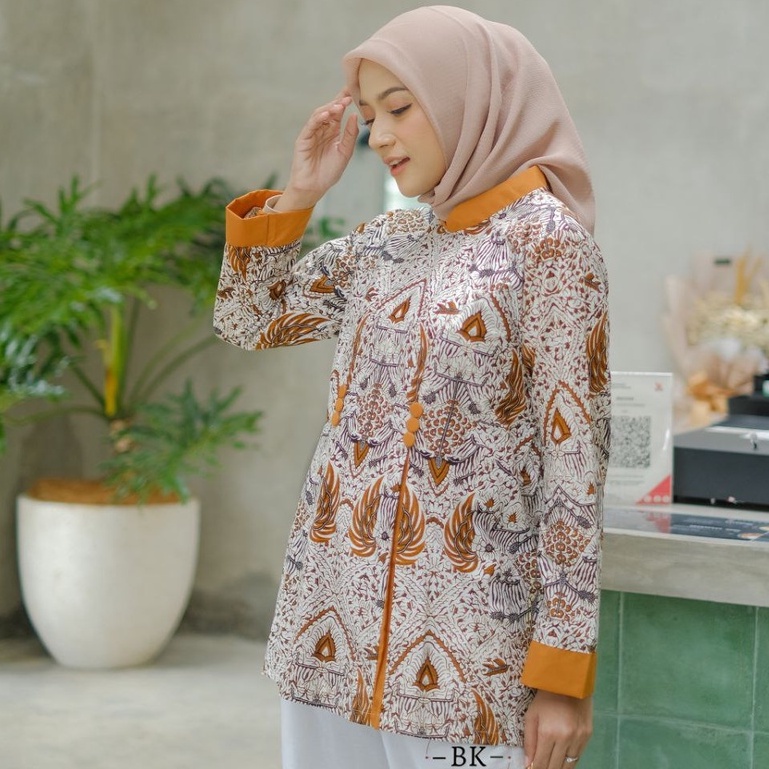 Baju Batik Wanita Modern Atasan Blouse Batik Kerja Kantor Wanita Motif Soft Inara