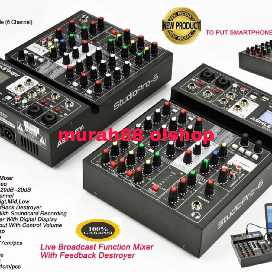 MIXER ASHLEY STUDIO PRO6 ORIGINAL bagus buat podcast atau rekaman