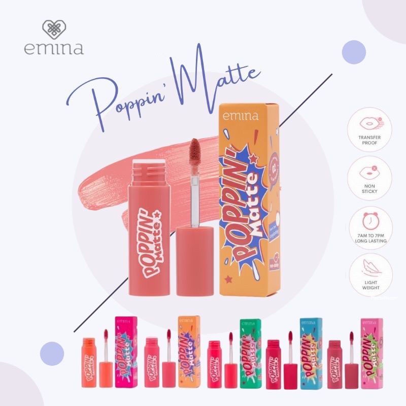 ★ BB ★ [NEW Color 1-10] Emina Poppin Matte - Lip Cream