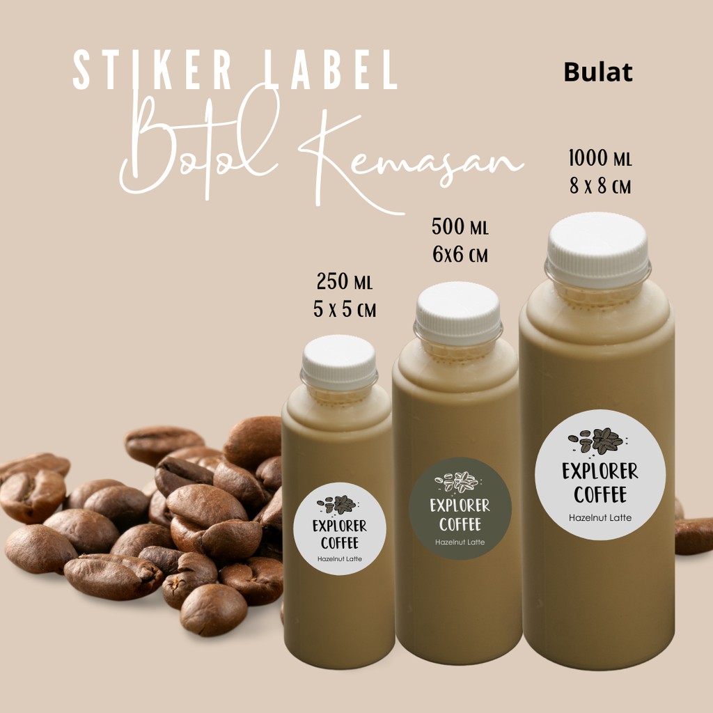 Stiker Label Bulat Untuk Botol Kemasan Minuman Kotak Kopi Susu Jus Kekinian - Custom