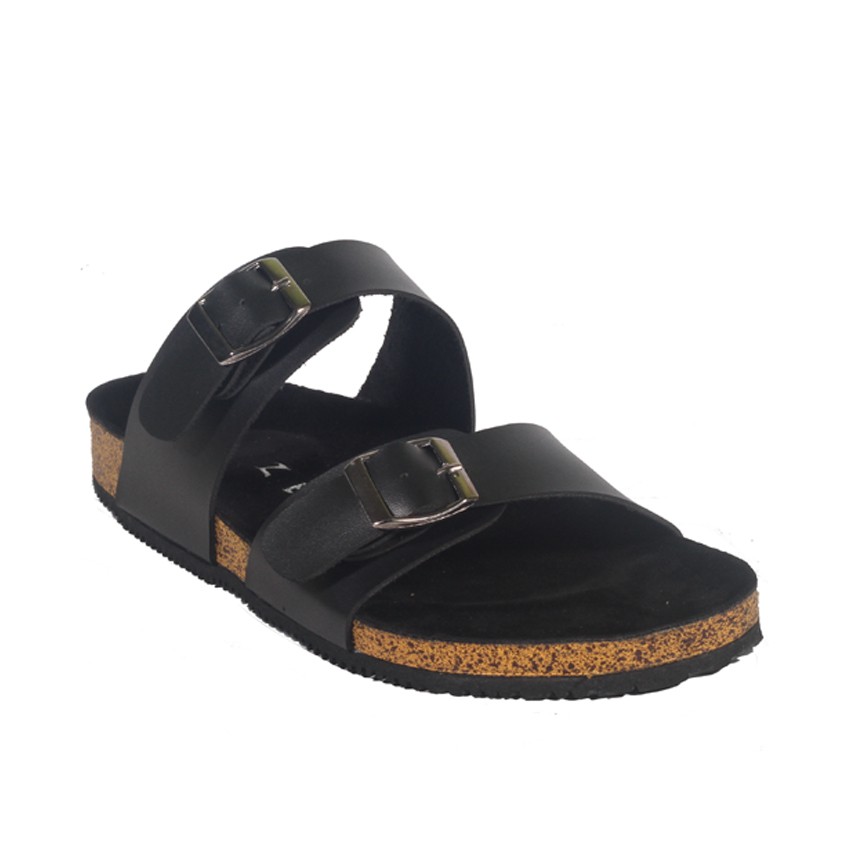 XANDER FULL BLACK |FORIND x Zensa| Sendal Jepit Tali Kulit Simpel Kayu Pria/Cowo/Men Sandal Footwear