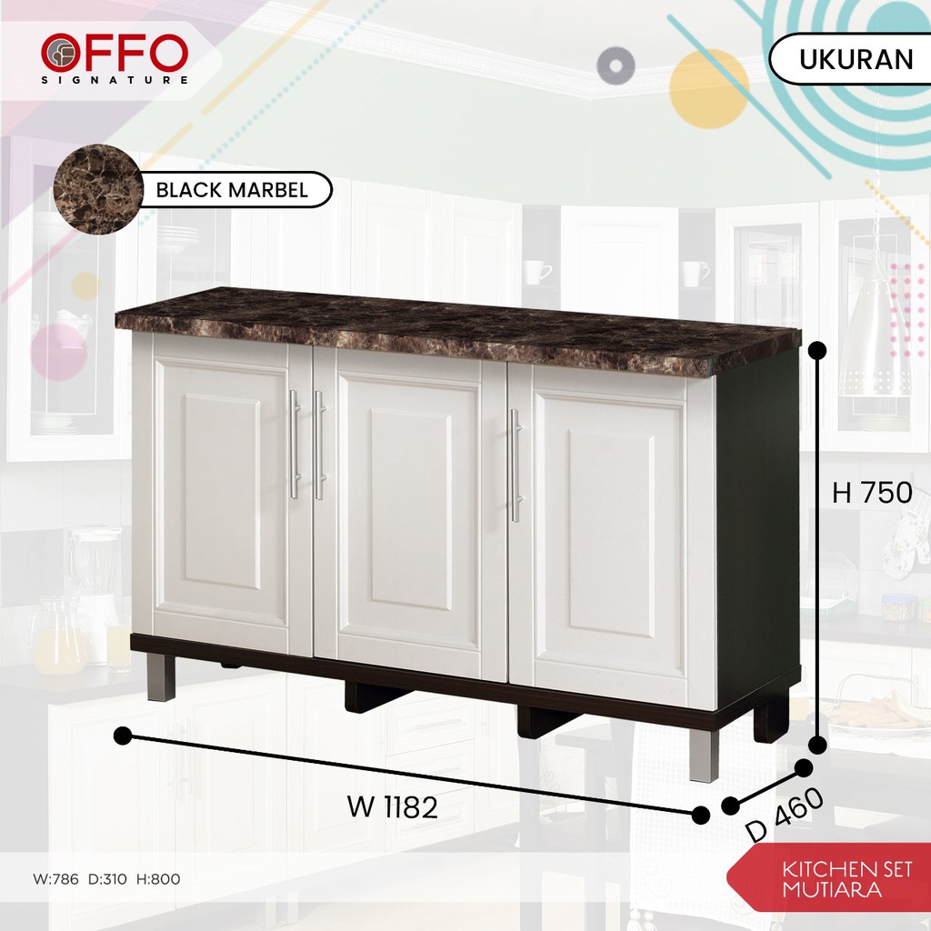 Kitchen Set Cabinet Mutiara knockdown kayu olahan berkualitas - 3 Pintu