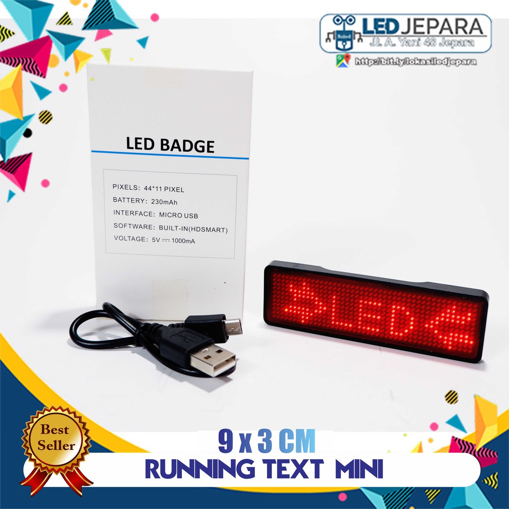 PAPAN NAMA LED RUNNING TEXT MINI TULISAN BERJALAN MINIATUR NAMETAG LED BADGE RUNNING TEXT MINIATUR