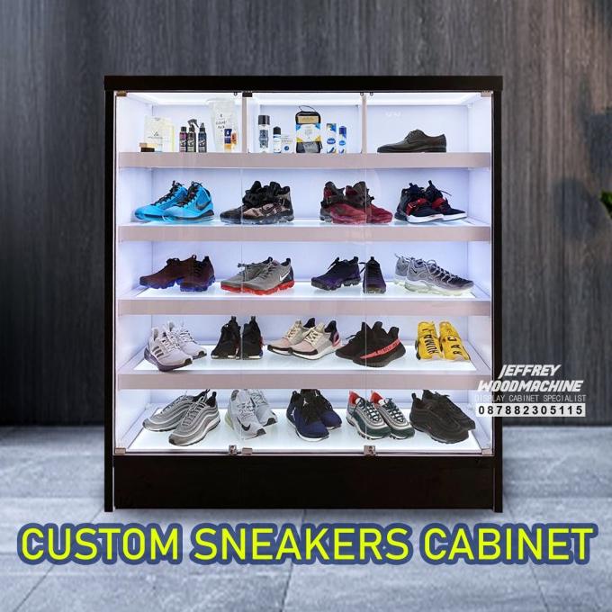 CUSTOM LEMARI RAK DISPLAY PAJANG KACA SNEAKERS SEPATU MEWAH PREMIUM SDGF65465E