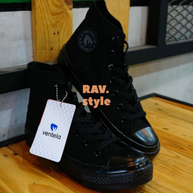 SEPATU / SEPATU VENTELA 70S ALL BLACK HIGH / SEPATU VENTELA BTS ALL BLACK HIGH