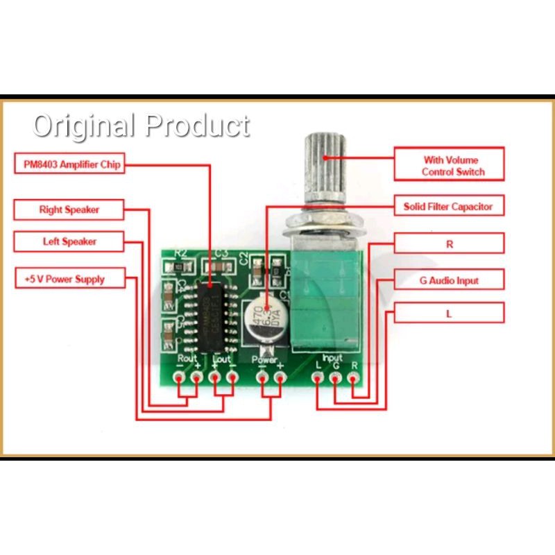 Amplifier PAM8403 Potensio 5V Stereo 2Channel 3W