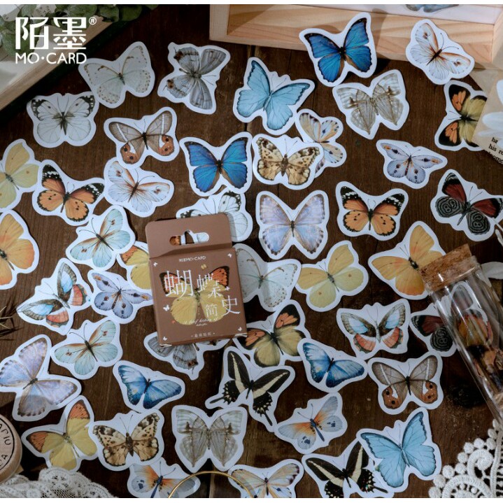 

46pcs aesthetic stiker box Kupu-kupu lucu utk dekorasi scrapbook/album