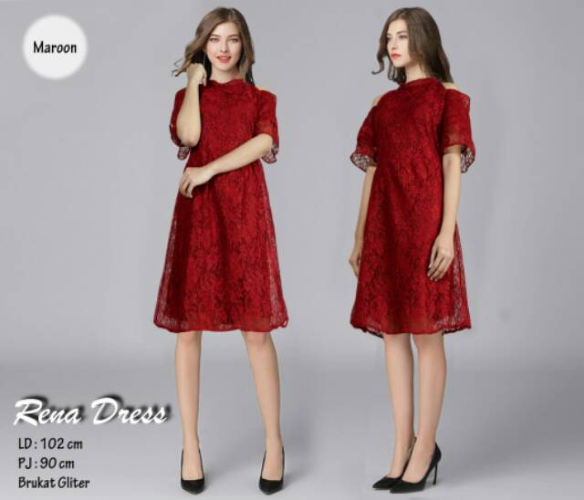 Rena Dress Brokat Glitter bahi bolong uk. XXL JUMBO